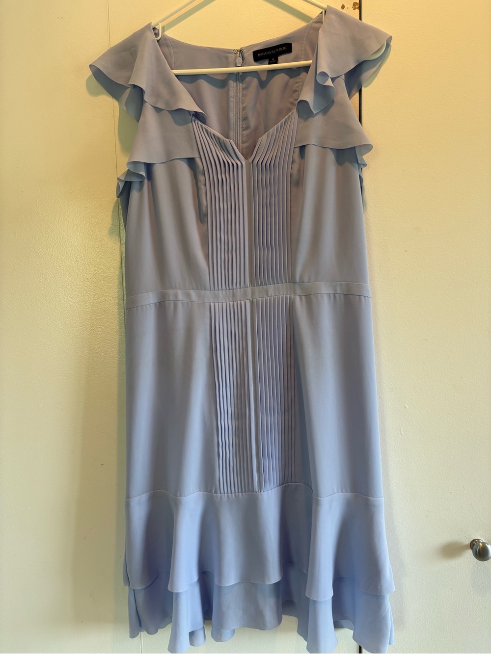 Banana Republic Pale Blue Ruffle Pleated Midi Dress